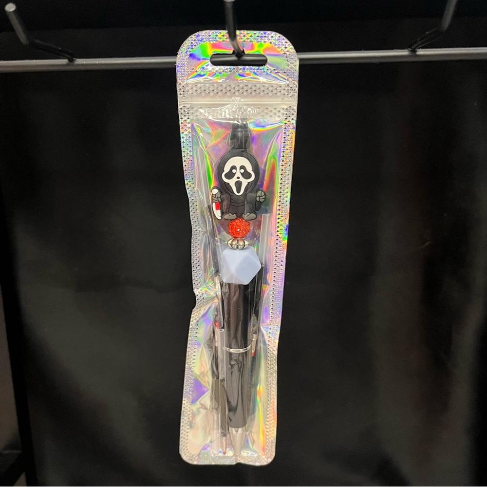 Black and White Ghost Face Focal Bead Pen